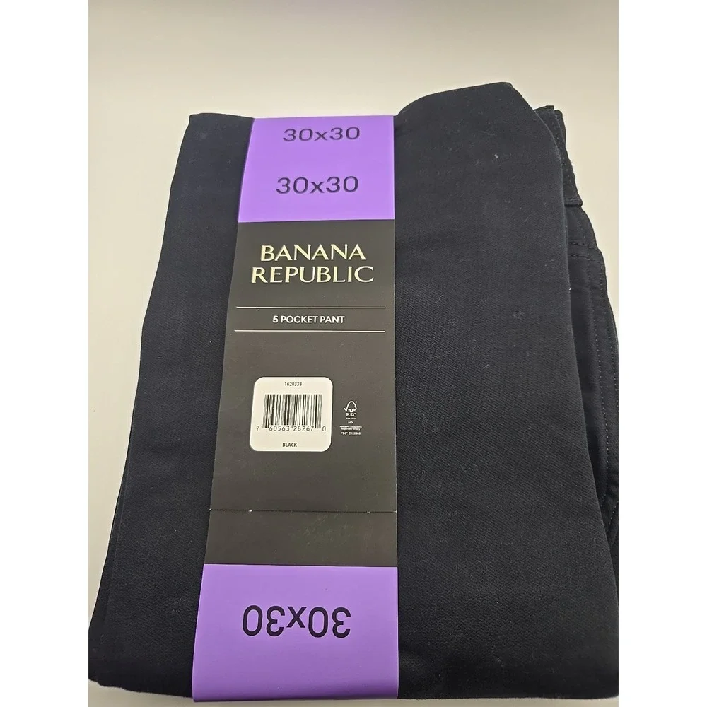 Banana‎ Republic Men's Five Pocket Pant Slim Fit Stretch Fabric Black 30x30 NWT